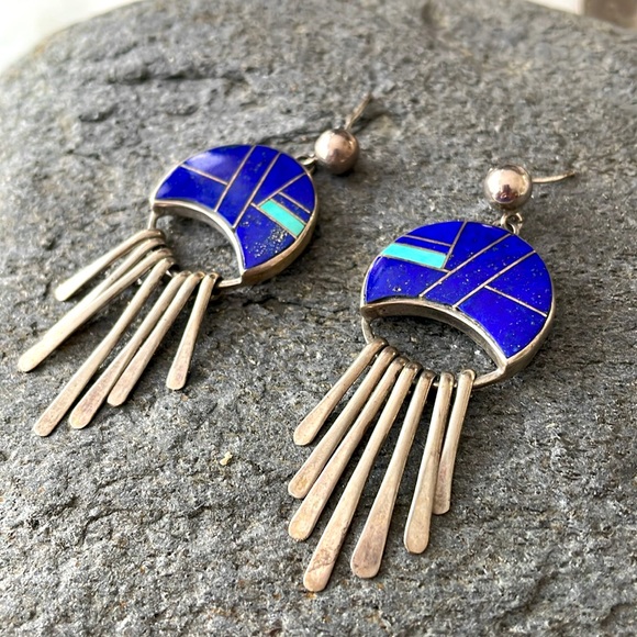 Zora Joe & Calvin Begay Navajo Vintage Native American Earrings - Picture 3 of 13